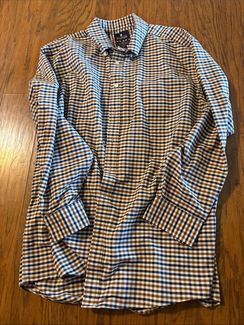 Billy Reid Blue and Brown Gingham Dress Shirt